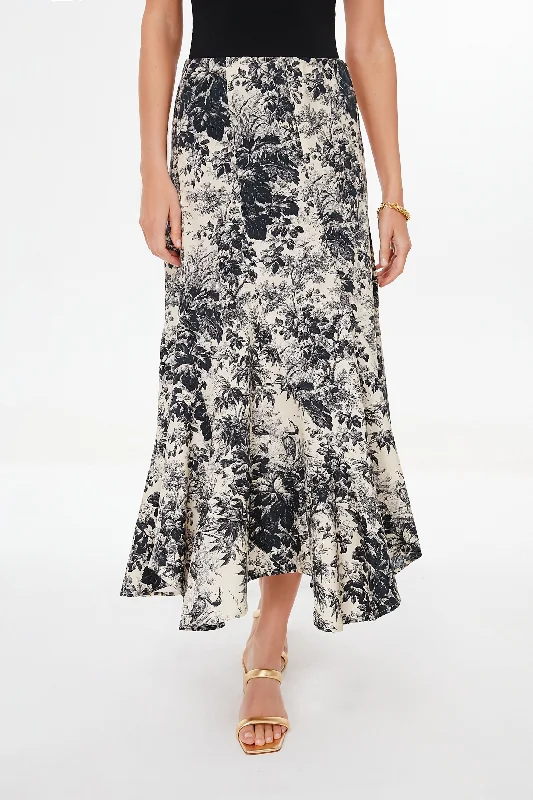 Stretch denim skirts for comfy wear -Noir Cypress Toile Mallory Skirt