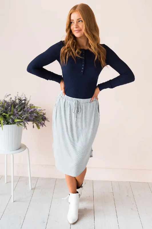 Lightweight skirts with airy fabric weave -Well Wishes Modest Ribbed Jersey Skirt