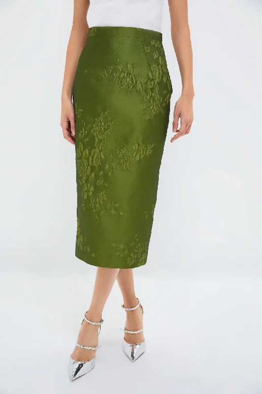 Lightweight linen skirts for breathable wear -Fern Green Lorelei Graphic Rose Skirt