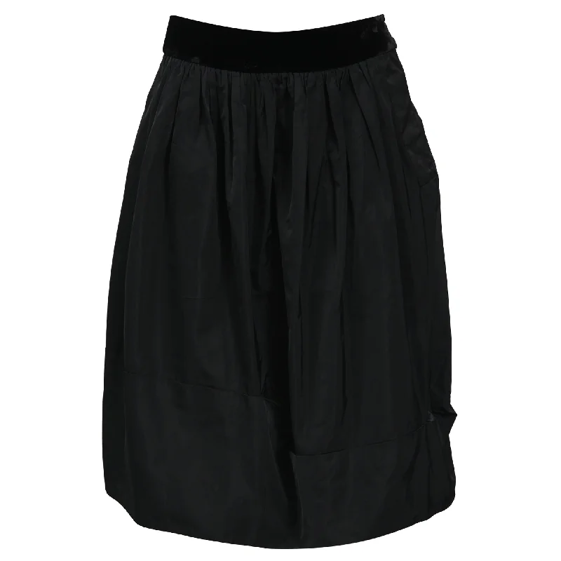 Solid Color Long Skirts for Simple -Louis Vuitton Midi Full Skirt in Black Cotton