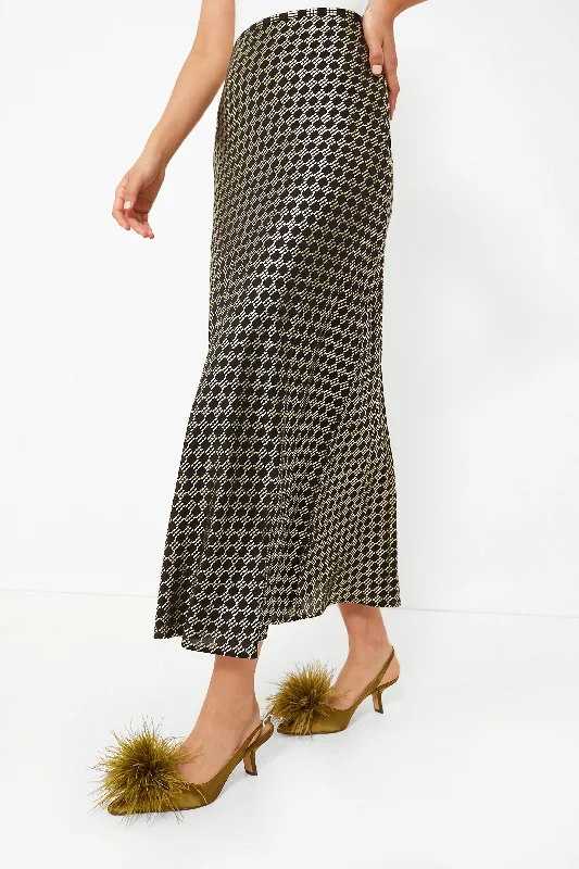 Patterned skirts with geometric print edge -Chain Mail Black Kelly Skirt