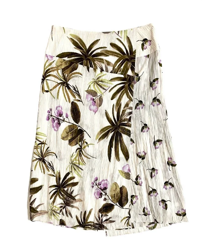 Mini Short Skirts for Youthful -Women's Tropical Garden Flower Palm Trees Midi Skirt In Multicolor