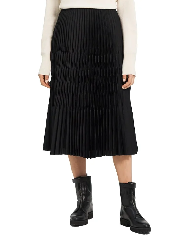 Gothic Long Skirts with Dark Tone -Theory Broken Pleat Midi Skirt