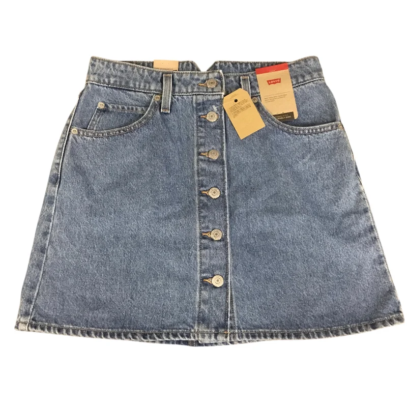 Classic black skirts for versatile outfit pairing -Skirt Mini & Short By Levis In Blue Denim, Size: 4