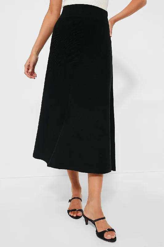 Vintage pencil skirts for nostalgic chic -Black Knit Xena Skirt