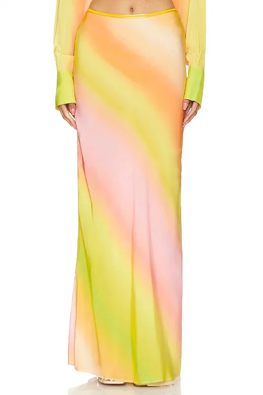 Long Skirts for Bridesmaids -De La Sol Maxi Skirt In Ombre Sunset