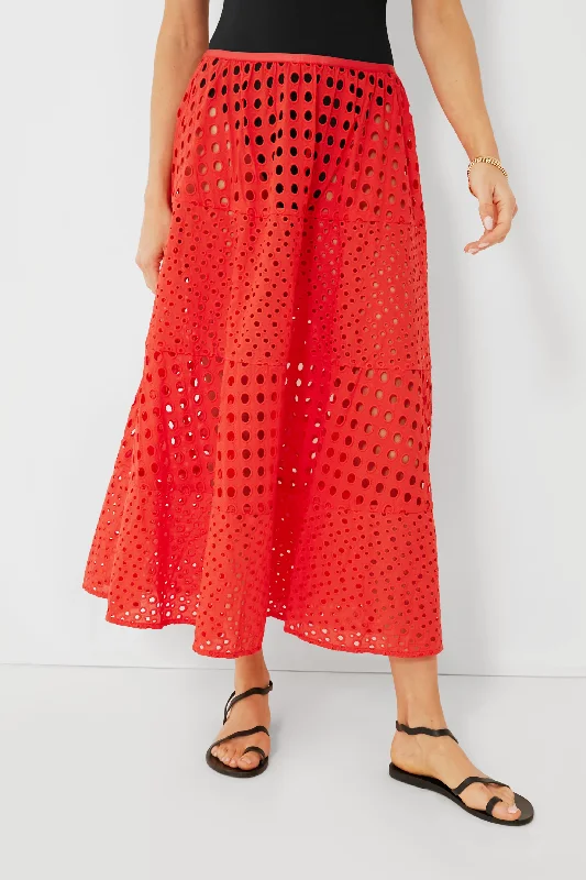 Classic skirts with subtle texture weave -Coral Orange Georgia Skirt