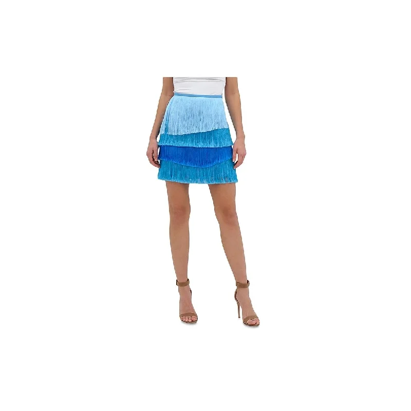 Spandex Short Skirts for Fit -Odelia Womens Fringe Tiered Mini Skirt