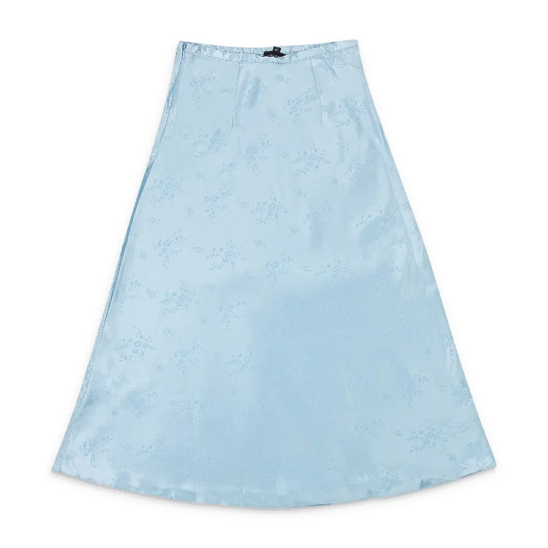 Maximalist Long Skirts for Bling -JACQUARD BIAS BLUE FLARED SKIRT