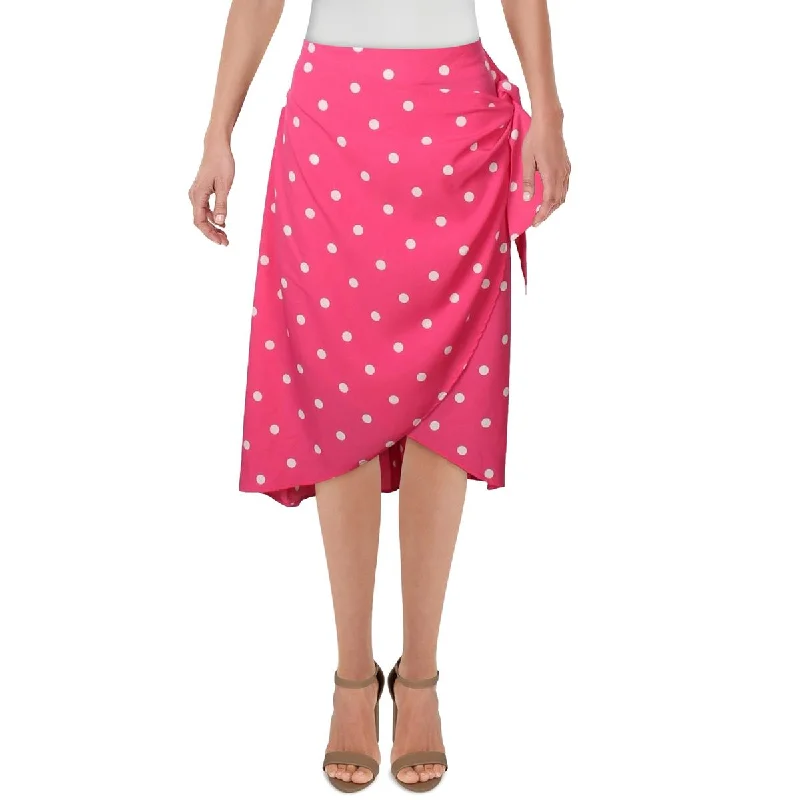 Khaki Long Skirts for Casual -Ami Womens Polka Dot Faux Wrap Wrap Skirt