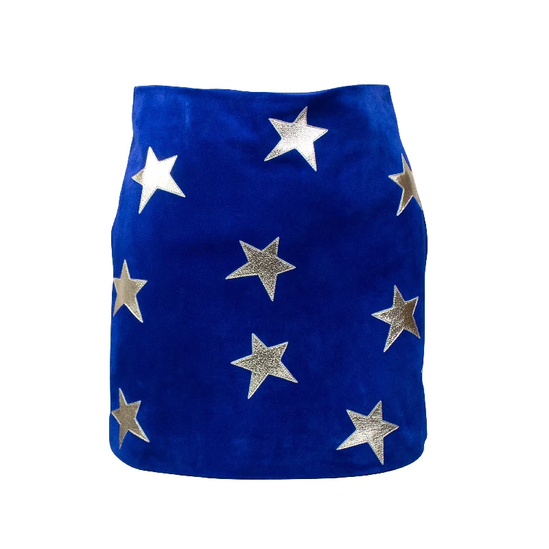 Leather Short Skirts for Edgy -YSL-XBTM-0004/38 572138YC2XI4185 Blue Saint Laurent Star Suede Mini Skirt