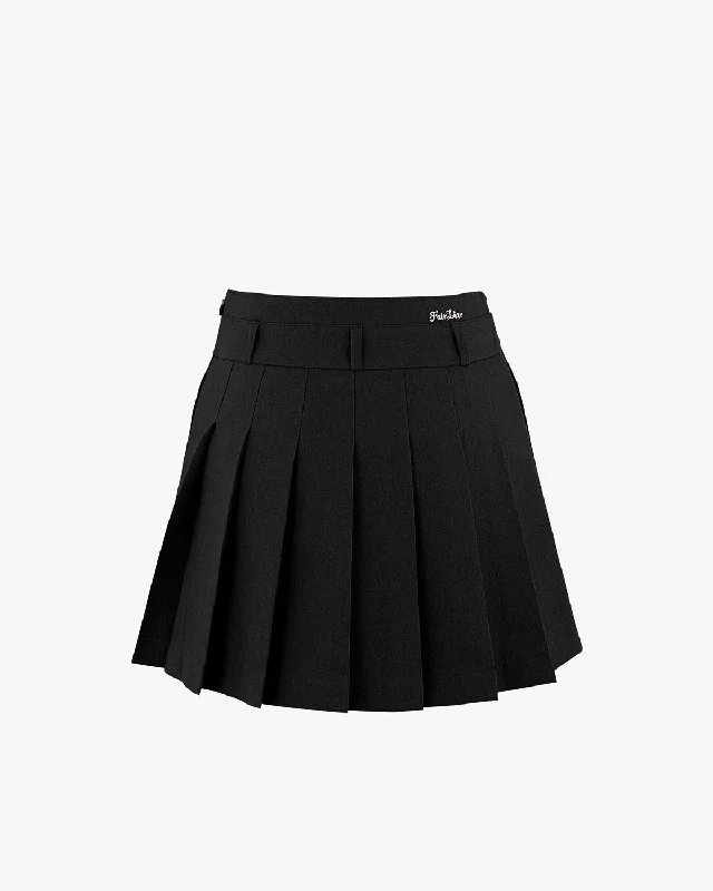 A-line skirts for flattering timeless silhouettes -A-line pleated skirt - Black