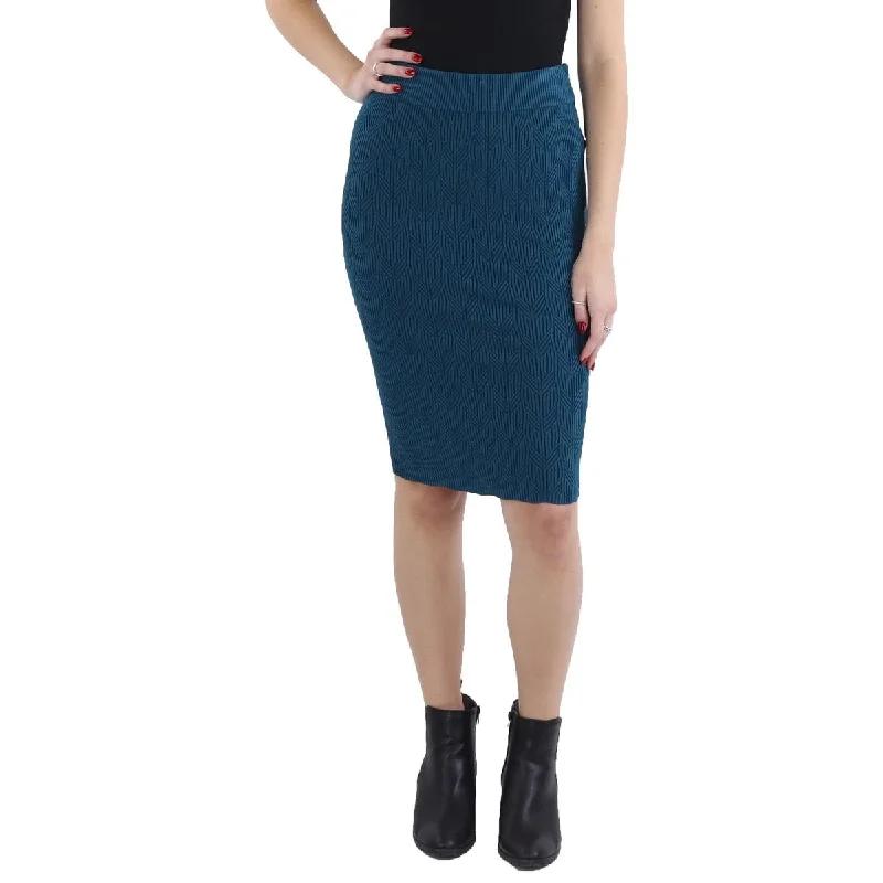 High-waisted Long Skirts for Shape -Womens Knit Pattern Pencil Skirt