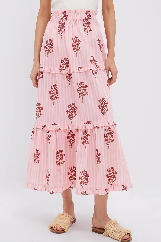 Trendy skirts with bold plaid patterns -Blush Striped Bouquet Prado Skirt