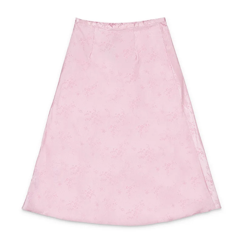 Contemporary Long Skirts for Fashion -JACQUARD BIAS PINK FLARED SKIRT