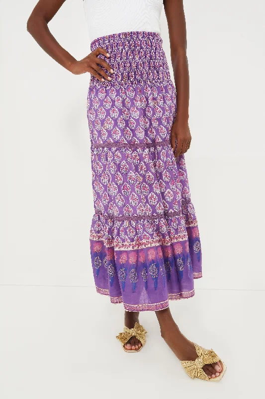 Patterned skirts with geometric print edge -Purple Print Mandy Maxi Skirt