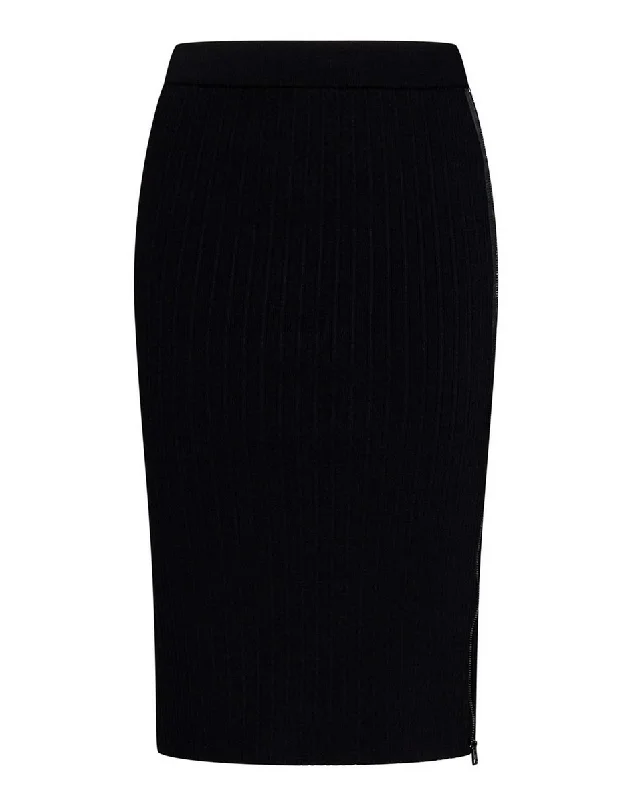 Flared Short Skirts for Flirty -Tom Ford Womens Black Silk Blend Midi Pencil Skirt In Black