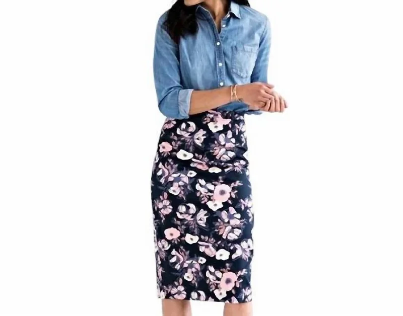 Long Skirts for Evening Galas -Midi Pencil Skirt In Watercolor