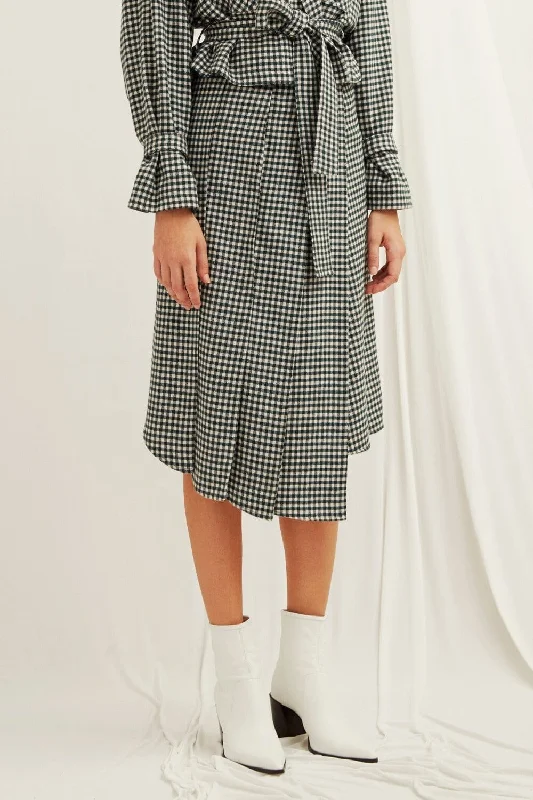 A-line Short Skirts for Flattering -Eliza Plaid Assymetric Skirt