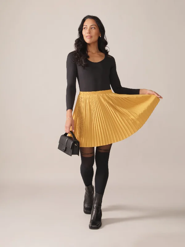 Classic skirts with simple clean lines -Hazel Pleated OTK Skirt in Honey Gold