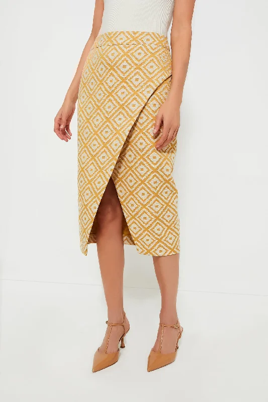 Patterned skirts with bold stripe accents -Marigold Tweed Margo Skirt