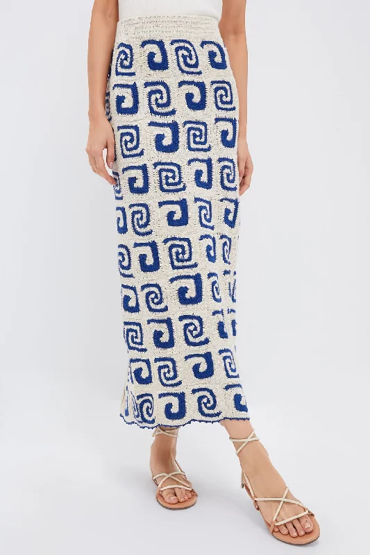 Stretchy skirts for all-day wear comfort -Blue Swirl Crochet Ana Skirt