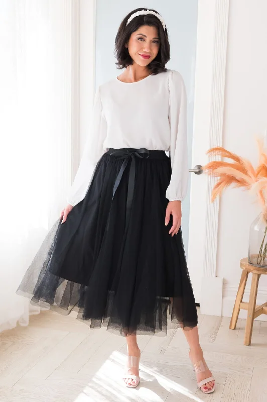 Patterned skirts with geometric print edge -Forever Soulmates Modest Tulle Skirt