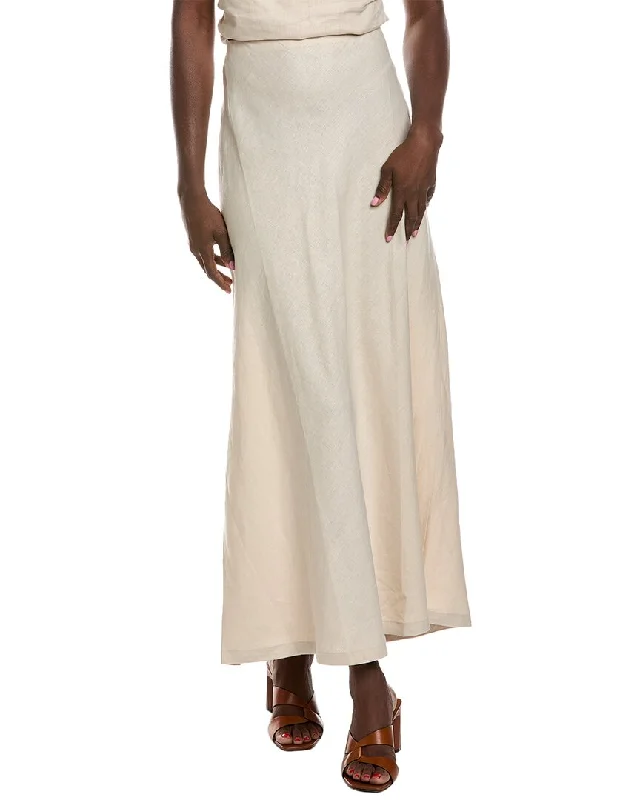 Solid Color Long Skirts for Simple -Faithfull The Brand Antibes Linen Maxi Skirt