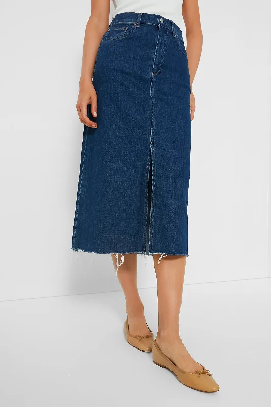 Lightweight linen skirts for breathable wear -Ink Daisy Skirt