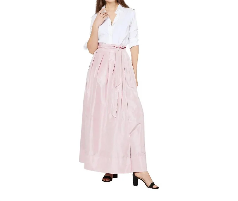 Blue Long Skirts for Classic -Reversible Pleated Wrap Skirt In Light Pink/ Red