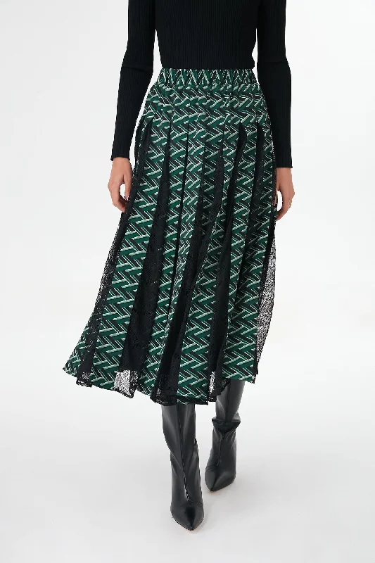 Affordable skirts with basic solid colors -Emerald Geo Marlow Skirt