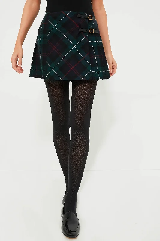 Classic black maxi skirts for versatility -Tartan Twill Mini Wrap Skirt