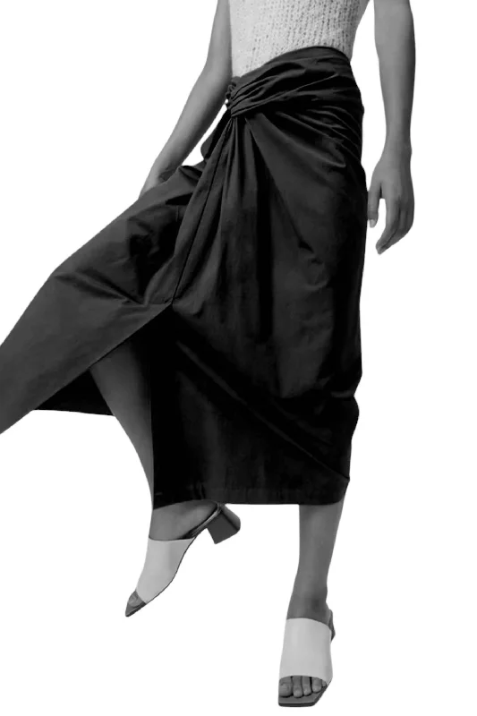 Long Skirts for Bridesmaids -Handkerchief Midi Skirt In Black