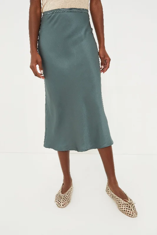 Bold skirts with vibrant tropical prints -Dark Sage Bar Silk Skirt