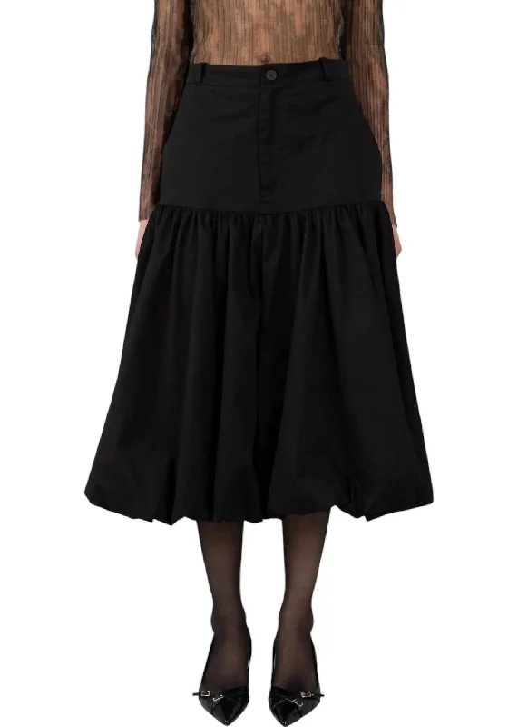 Modern Long Skirts for Trendy -Balloon Midi Skirt In Black