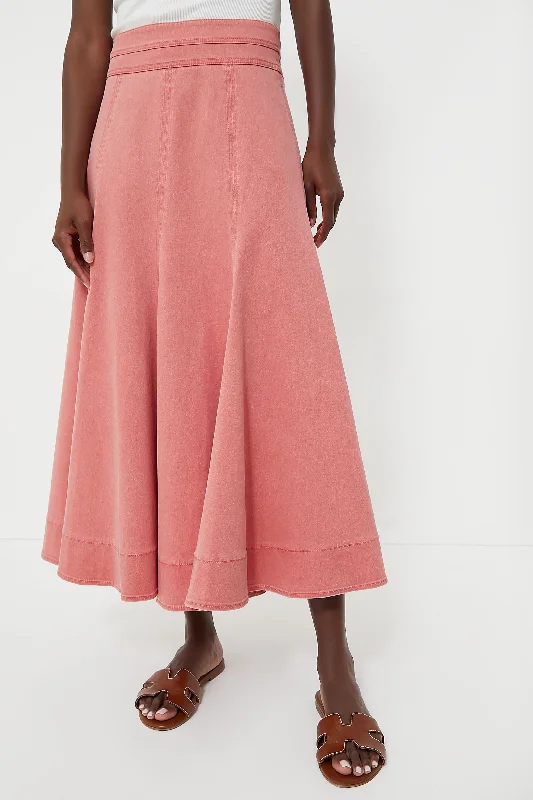 Soft cotton skirts for sensitive skin ease -Nantucket Red Stretch Twill Brynn Skirt