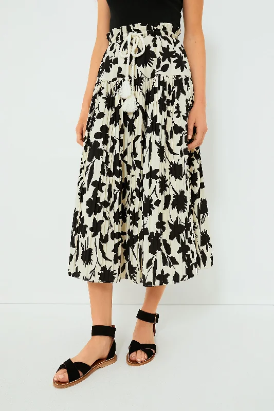 Flowy floral skirts for springtime elegance -Exclusive Ivory Floral Midi Skirt