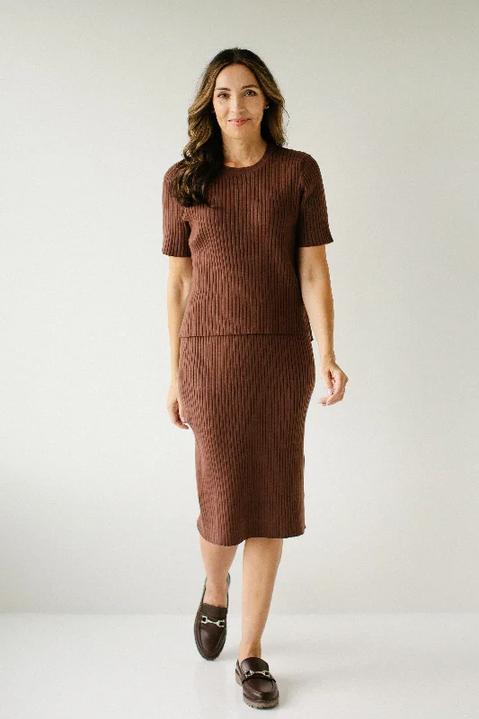 Wrap skirts for easy adjustable fit -'Delaney' Ribbed Midi Sweater Skirt