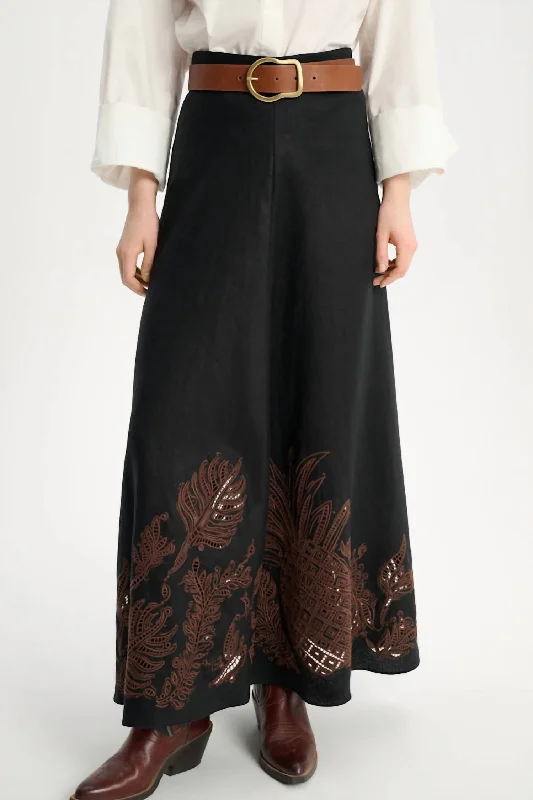 Nylon Long Skirts for Stretch -Exquisite Luxury Skirt In Pure Black