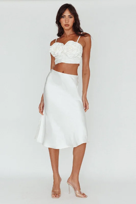 Casual skirts with relaxed fit comfort -Daze Satin Midi Skirt Cream