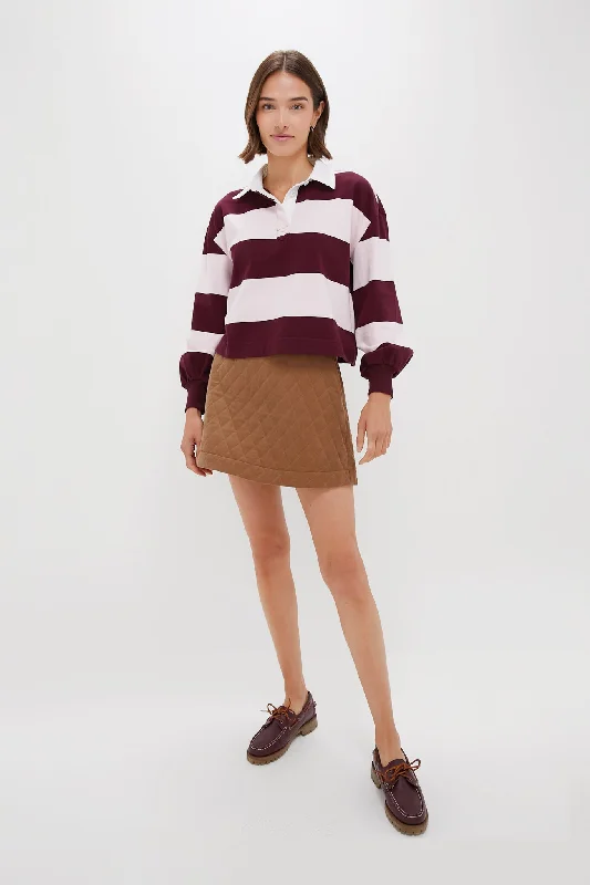 Cute pleated skirts for youthful school outfits -Brown Quilted Corduroy Marlene Mini Skirt