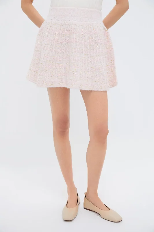 Lightweight cotton skirts for summer ease -Pink Knit Mini Skirt