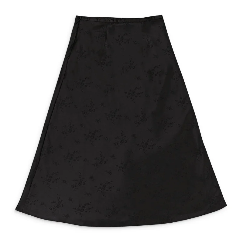 Indian Long Skirts with Intricacy -JACQUARD BIAS BLACK FLARED SKIRT