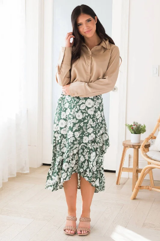 Trendy skirts with bold plaid patterns -Ruffles Ahead High-Low Skirt