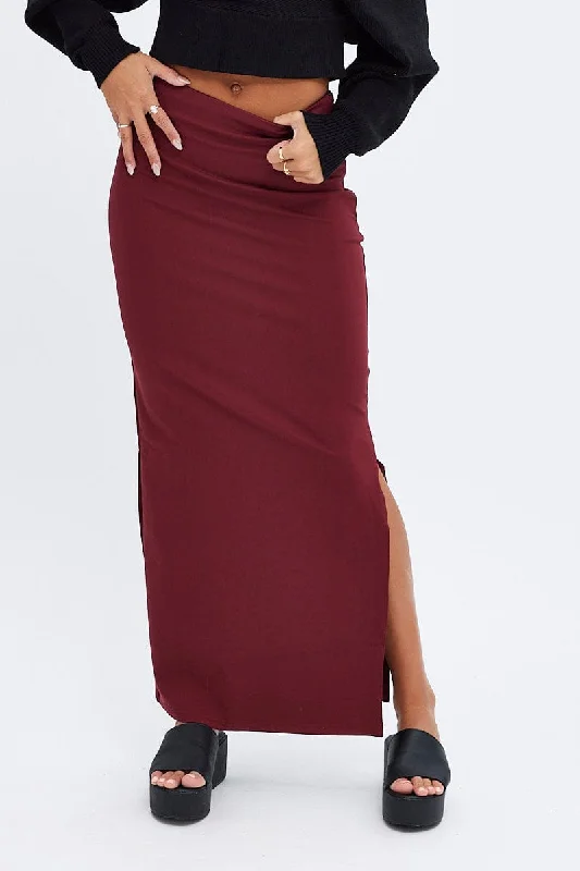 Purple Long Skirts for Royalty -Purple Maxi Skirt Low Rise Ponte