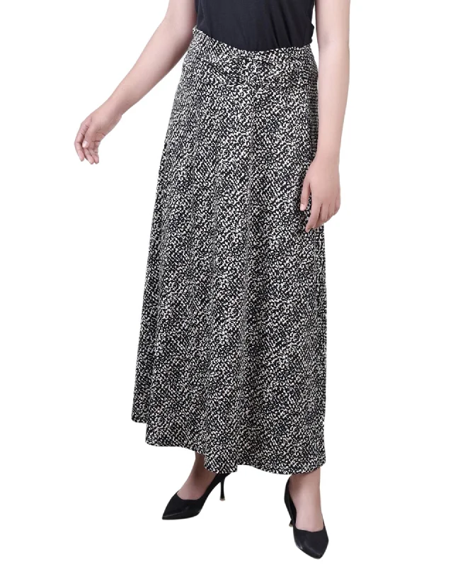 High-waisted skirts with button front detail -Petite Maxi A-Line Skirt With Front Faux Belt With Ring Detail