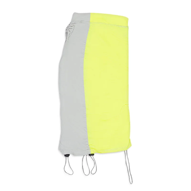 Punk Long Skirts with Spikes -CENIZA FOSFORILOCA DRAWSTRING PEGADITA YELLOW FLARED SKIRT XS