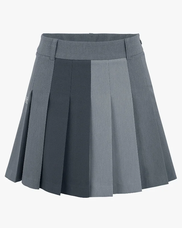 Designer skirts with premium fabric finish -Tone-on-tone pleated skirt - Grey