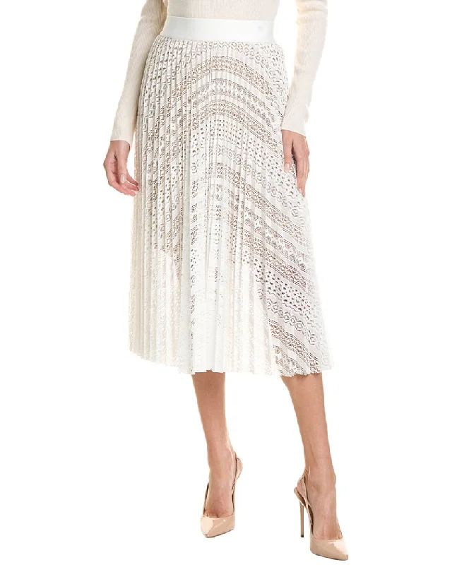 Maximalist Long Skirts for Bling -Elie Tahari Pleated Lace Skirt