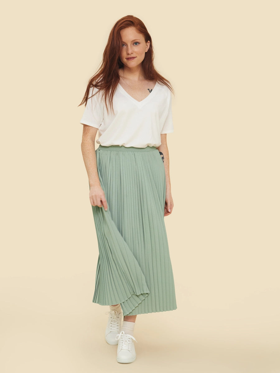 High-waisted Short Skirts for Shape -Hazel Sage Pleated Skirt